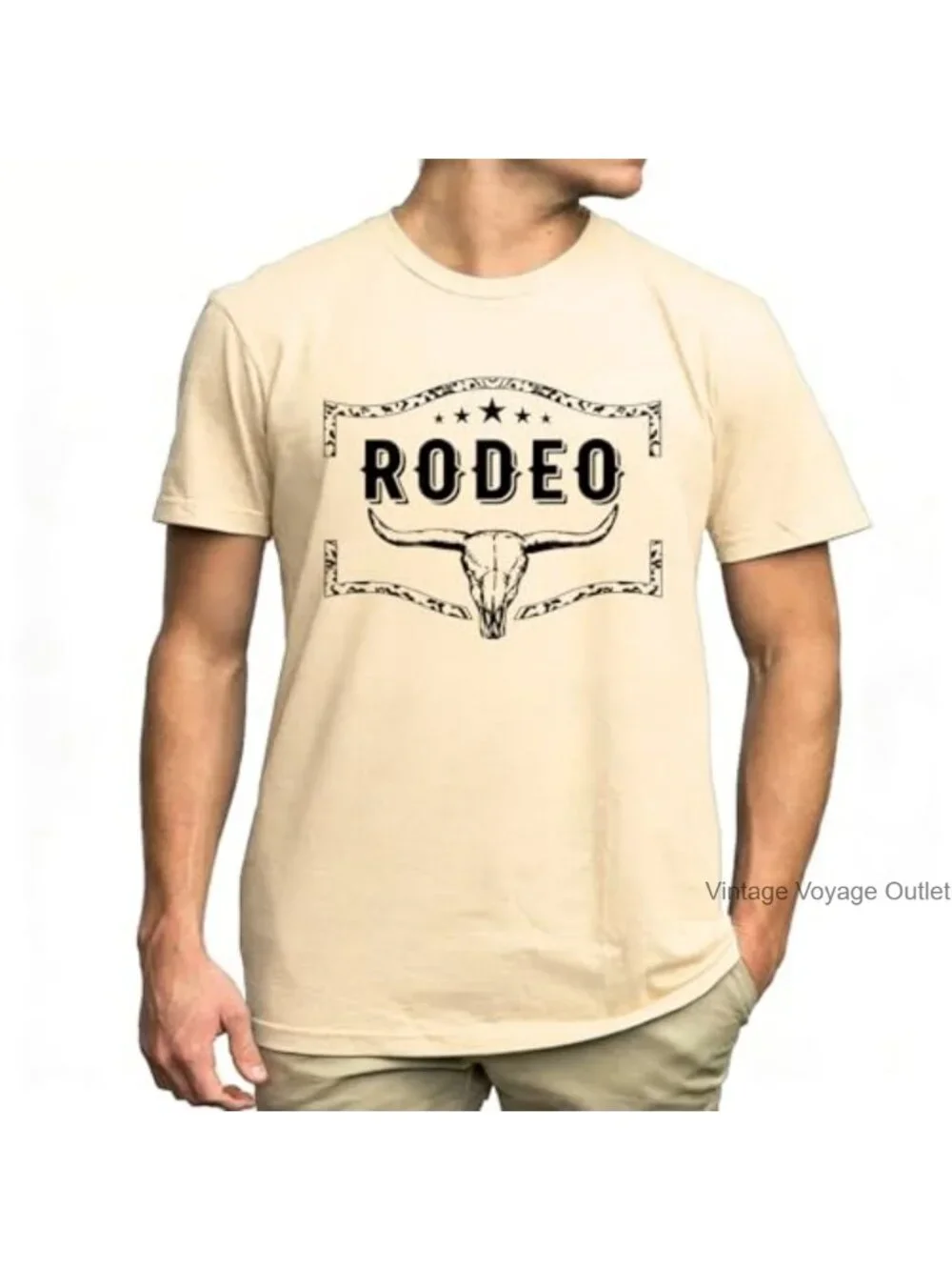 Mens Cowboy Skull Graphic Tee Vintage Western Shirt Rodeo Country T-Shirt